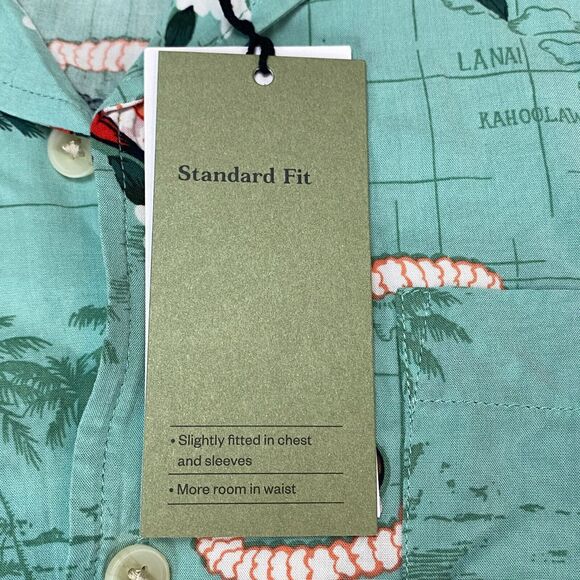 Goodiellow & Co Hawaiian Shirt Men S Meteor Green Guitars Standard Fit Button-Up - Picture 7 of 13